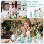 20 Pcs Glass Bud Vase Set Small Vintage Flower Vase in Bulk for Centerpieces Rustic Decorative Glass for Wedding Table Home Christmas Decoration (Light Blue)
