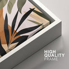 SIGNFORD Framed Canvas Print Wall Art Set Tropical Island Palm Leaf Geometric Collage Abstract Nature Illustrations Modern Art Decorative Minimalist Floral Botanical for Bedroom - 16"x24"x2 White