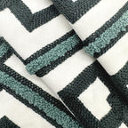 Alysheer Embroidered Lumbar Decorative Throw Pillow Cover 12"x 20", Classic Boho Geometric Embroidery Pattern Cotton Rectangular Cushion Case for Sofa Couch Living Room Bedroom (Navy Aqua)