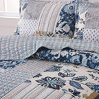 Yvooxny King Quilt Set Reversible Quilted Bedspread 3-Piece Lightweight Floral Real Patchwork Coverlet Bedding Set with Pillowcases for All Seasons, 108 * 96 Inches