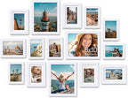 Vittanly 15 Pack Picture Frames Collage Wall Decor for Mounting or Tabletop Display, Gallery Frame Set for Family, Multi Sizes Including 3pcs 8x10, 6pcs 5x7, 6pcs 4x6, White