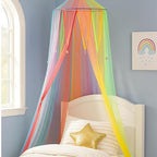 Constructive Playthings - KDK-94 Rainbow Retreat Canopy for Kids, Hanging Multi-Colored Mesh Net for Playroom, Classroom, or Bedroom