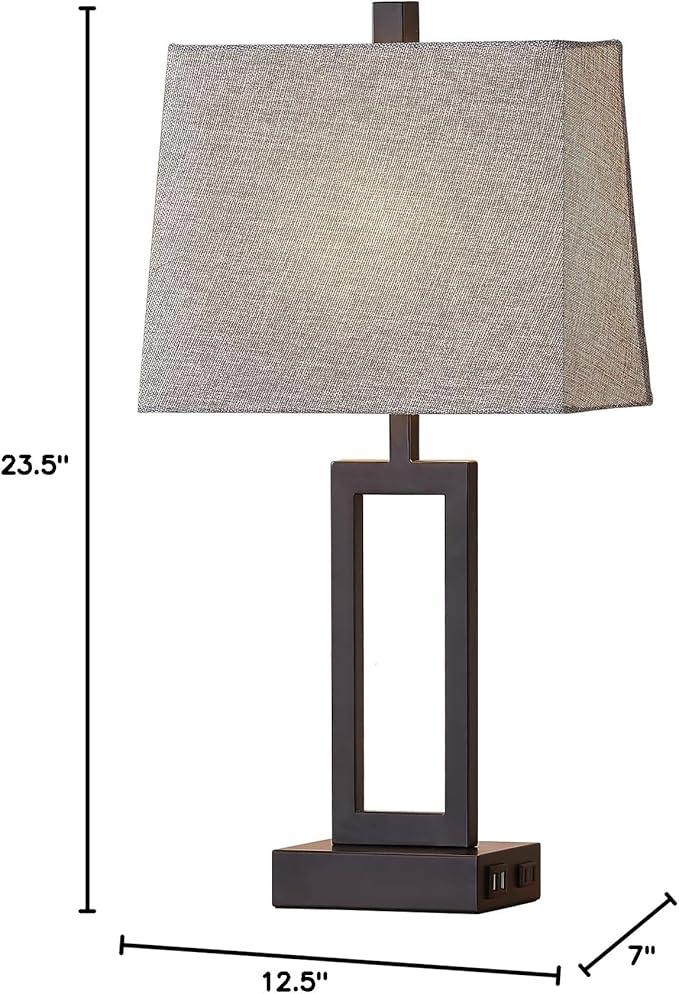 23.5" Touch Control Table Lamps Set of 2, Bedside Lamp with 2 USB Charging Ports & AC Outlet, 3-Way Dimmable Modern Nightstand Lamp for Living Room Bedroom End Table Office(2700K 2 LED Bulbs Included)