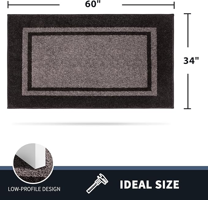 PURRUGS Dirt Trapping Door Mat 34" x 60", Non-Slip/Skid Machine Washable Entryway Rug, Shoes Scraper, Area Rug, Super Absorbent Welcome Mat for Muddy Wet Shoes and Paws, Grayish Brown & Coffee