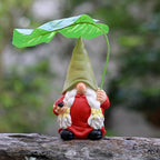 Garden Female Gnome Statue Decoration with Leaf Umbrella, 7.5” Figurine Ornament for Indoor Outdoor Home Patio Yard Lawn, for Gnome Lovers & Garden Enthusiasts，Mom，Women