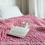 Chunky Knit Blanket - Luxury Soft Cozy 40 * 50 Throw Blanket,100% Woven Blanket Rope Knot Throw Blanket for Couch, Sofa, Home Decor, Gift - Machine Washable（Pink）