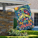 Peace Garden Flag Butterfly Flowers Art Garden Yard Flags Double Sided Colorful Farmhouse Holiday Decorative Yard Flag, Porch Outdoor Decoration Sign Banner (28X40INCH)