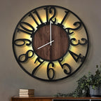 LEIKE Large Wall Clocks with Night Light Battery Operated,Silent Non Ticking,Rustic Modern Big Wood Clock for Living Room, Bedroom,Kitchen,Farmhouse,Office,Home Decor-30 Inch(Black-Arabic Number)