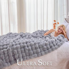 BENVWE Fluffy Faux Fur Throw Blanket for Couch, Soft Plush Thick Cozy Fuzzy Luxury Minky Bubble Blanket for Home Living Room Decor Gift for Women, Light Grey, 63" x 80", 1100GSM