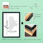 LuZhiQiang Love Is Patient Kind Wall Art 16"×11" Love Never Fails Sign 1 Corinthians 13 Bible Verse Wood Framed Wall Hanging Decor (Black)