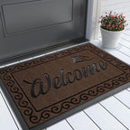 Yimobra Welcome Mat Outdoor Indoor, Waterproof Heavy Duty Front Door Mat Outside Entrance, Extra Sturdy Non-Slip Doormat, Low Profile, Dirt Trapping, 36x24 Inches, Coffee
