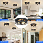 Flush Mount Ceiling Light Fixture,14 inch 4-Light Ceiling Light Fixture for Hallway, Black Hallway Light Fixtures Ceiling,Light Fixtures Ceiling Mount for Kitchen,Farmhouse,Hall (2 Pack)
