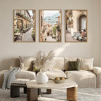 HPINUB Foreign Scenery Framed Canvas Wall Art Set,Vintage Travel City Wall Decor,Modern Minimalist Europe Street Picture Artwork Nature Landscape Art Print for Living Room,Bedroom-24 x36 x3