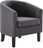 BELLEZE Living Room Chair, Linen Round Accent Barrel Chair, Club Tub Sofa Chair for Bedroom, Corner Chair with Flared Legs and Cozy Soft Padding - Highland (Gray)