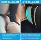 HOMBYS Car Neck Pillow for Driving,Universal Car Headrest Pillow for Cervical Support and Neck Pain Relief,Ergonomic Memory Foam Neck Pillow for Car Seat,Fit for Most Cars,Grey