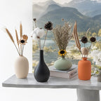 Small Ceramic Vase Set of 4 for Modern Home Decor, Minimalist Bohemian, Round Matte Vases for Dried Flowers&Pampas Grass, Office, Shelf, Living Room, Bedroom, Entryway Decor