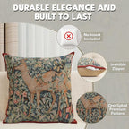 Charlotte Home Furnishings Decorative Tapestry Pillow Cover 19x19 in, Green Does Couch Throw Pillow Cover, French Country Square Cushion Cases for Living Room Home Decor, Soft Cotton Jacquard Woven