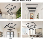 Led Chandelier 3 Rings Square Modern Led Pendant Lighting Dimmable Ceiling Pendant Light for Dining Room Living Room Kitchen Bedroom 15.7"+19.6"+31.4" Black