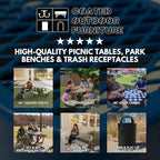 Coated Outdoor Furniture Heavy-Duty Portable Outdoor Picnic Table with Umbrella Hole, Punched Steel Commercial-Grade Patio Dining Furniture Made in America (46" Round Top, Yellow)