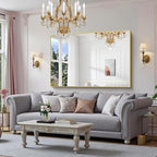 YIROMAN Bathroom Mirror 60"x40", Large Brushed Gold Bathroom Mirror for Over Sink with Aluminum Frame, Rectangular Vanity Mirror with Right Angle, Wall Mirror Hangs Horizontal or Vertical