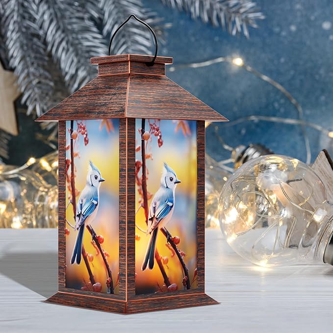 Solar Lanterns Outdoor, Waterproof Garden Hanging Lanterns with LED Flickering Flameless Candles for Mom Grandma Women Lantern Decorative Outdoor for Yard, Garden,Party Decor