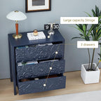 3 Drawer Flower Motif Dresser, Accent Dresser Chest with 3 Drawers, Luxury Nightstands Set of 2 for Bedroom, Small Wide Nightstand for Living Room, Bedroom, Entryway (2, Gray Blue)