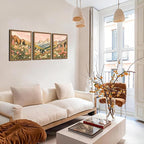 MUWAK Framed Mountain Landscape Canvas Wall Art Set of 3 – Rustic Wildflower and Sunset Nature Prints, Boho Floral Artwork Wall Decor with Wooden Frame for Living Room Bedroom Home Decor – 12x16in