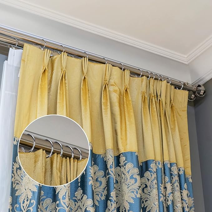 Hotop 30 Pcs Metal Drapery Curtain Rings 0.98/1.26/1.65 inch Interior Diameter and 30 Pcs Hanging Curtain Drapery Pin Hooks for Window Door Shower(25 mm,Silver)