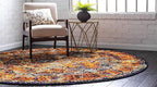 Unique Loom Rosso Collection Vintage, Traditional, Bohemian, Geometric, Border, Distressed, Southwestern Area Rug, 8 ft x 8 ft, Orange/Black