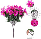 Artificial Flowers for Outdoors, 3 Bundles Fake Silk Azalea Bouquet Faux Flower Plants Outside Decor UV Resistant Realistic Colorful Fake Flowers for Planter Front Door Patio Garden Walkways Home, Mix