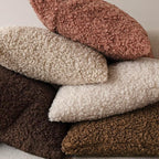 Foindtower Set of 2 Curly Teddy Wool Pillow Covers Decorative Boucle Textured Lumbar Throw Pillow Faux Fur Sherpa Pillowcases Sheepskin Fuzzy Cushion Case for Sofa Bedroom Car 12"x20" Dusty Pink