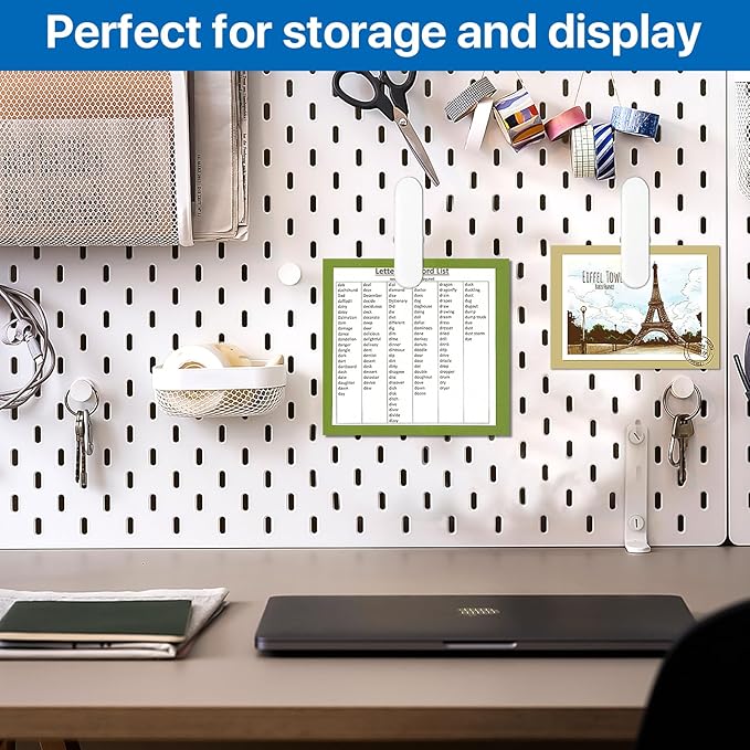 20 Pcs Pegboard Accessories Clips, White Pegboard Clips Metal Pegboard Photo Clip, Pegboard Clips for Hanging Photos, Wall Organize Storage Kitchen Bathroom Living Room Office