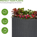 LEWIS&WAYNE Tall Planters for Outdoor Plants Handmade Wicker Large Rectangular Block Planter Box with Removable Liners Modern Planter for Indoor Outdoor Patio Deck - Black