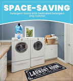 TidyFriend Laundry Detergent Holder with Laundry Room Rug Runner, Detergent Stand for Spill Protection, Non-Slip Runner Mat, and Stylish Room Organizer for Home & Laundry Spaces
