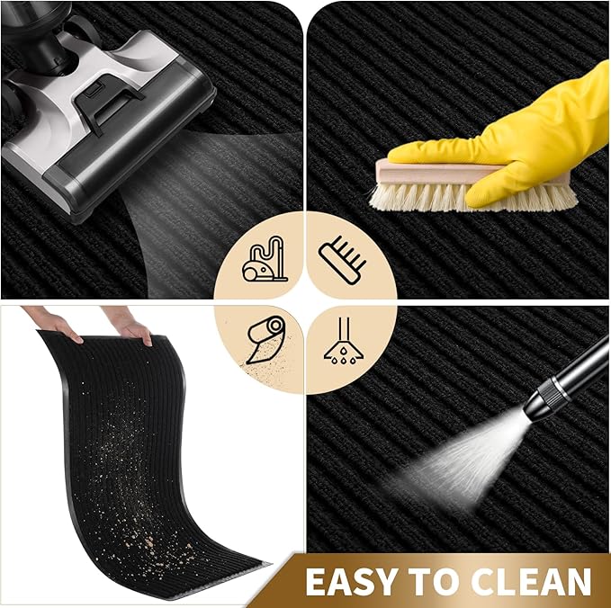 Yimobra Front Door Mat Outdoor Indoor Entrance, 100% Waterproof All-Season All Weather Doormat, Welcome Matt Outside Entry, Non Slip, Low Profile, Heavy Duty Patio Porch Floor Mats,36 x 24,Black