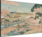 SIGNWIN 60"x72" Extra Large Framed Wall Art Japanese Ukiyo-e Landscape, Timeless Mt. Fuji Scene for Zen-Inspired or Asian-Style Interiors for Home Living Room Bedroom Decor (Frame Assembly Required)