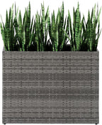 LEWIS&WAYNE Tall Planters for Outdoor Plants Handmade Wicker Large Rectangular Block Planter Box with Removable Liners Modern Planter for Indoor Outdoor Patio Deck - Gray