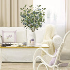 6 PCS 27.5" Artificial Eucalyptus Stems with Berries, Faux Eucalyptus Branches Fake Greenery Plants Stems for Vase Home Party Wedding Spring Decorations