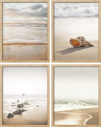 SIGNWIN Poster Bathroom Decor 8"x10"x 4, Wall Art Room Decor Multicolor for Living Room, Bedroom, Office White Minimal Beach Shore Ocean Sea Seashell Landscape Nature Wilderness Realism Landscape