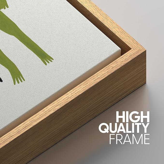 SIGNWIN Framed Canvas Print Wall Art Whimsical Frog Humorous Green Frog Photography Modern Art Minimalist Black and White for Living Room, Bedroom, Office - 24"x36"x3 Natural