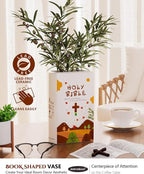 Bible Blessings Fall Flower Vase - Modern Ceramic Book-Shaped Vase for Flowers - Christian Desk Decor for Prayer Room, Dining Table, Coffee Tables, Entryway Console, Religious Gifts (Orange Fall, XL)