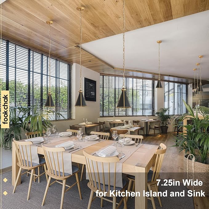 Mini Black Gold Pendant Light Small Metal Pendant Light Fixture for Kitchen Island Sink Entryway Hallway Bar Breakfast Nook Dining Room, 7in