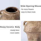 Ceramic Flower Vases, Terracotta Vase, 7 Inch Vintage Porcelain Vases for Home Decor, Decorative Farmhouse Vase with hadle for Home Decor, Living Room, Shelf Decor, Farmhouse, Table, Lyeec