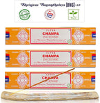 Satya Nagchampa Champa Incense Sticks, Satya Bng (Bangalore) Insenses 15gmx3 Pack (45 GMS) with Raajsee Incense Holder Bundle, Satya Nagchampa Natural Incense