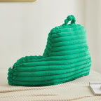 Faux Fur Fluffy Emerald Reading Pillow with Pockets, Luxury Striped Plush Decorative, Arm Rests and Back Surport for Bed Rest, Lounging on sofa, Large