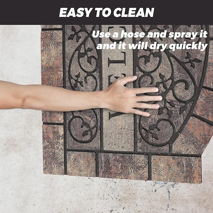 Thick Welcome Mats Outdoor, 24 * 36" Large Front Door Mat Entrance, Durable Welcome Mat for Front Door, Heavy Duty No Slip Rubber Outdoor Mats for Home Entrance