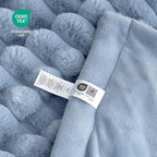 Cozy Bliss Faux Fur Throw Blanket for Couch, Cozy Warm Plush Striped Blanket for Sofa Bedroom Living Room,50 * 60 Inches Light Blue