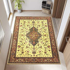 Topllen Washable Area Rug - 3'x5' Boho Bedroom Rug Indoor, Non-Slip Low-Pile Rugs for Living Room Bathroom Kitchen Front Door, Entry Throw Carpet Stain Resistance (Red, 3x5ft)