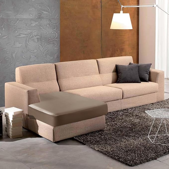 Yates Home Couch Covers for Sectional Sofa L Shape PU Leather Cushion Slipcover Water-Proof Elastic Chaise Seat Cover Protector Slip Cover for Settee Seater Replacement in Living Room（XXL, Camel