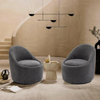 COLAMY Swivel Accent Chair Set of 2, 360° Swivel Round Chair with Hidden Storage, Modern Small Barrel Armchair for Living Room/Bedroom, Darkgrey